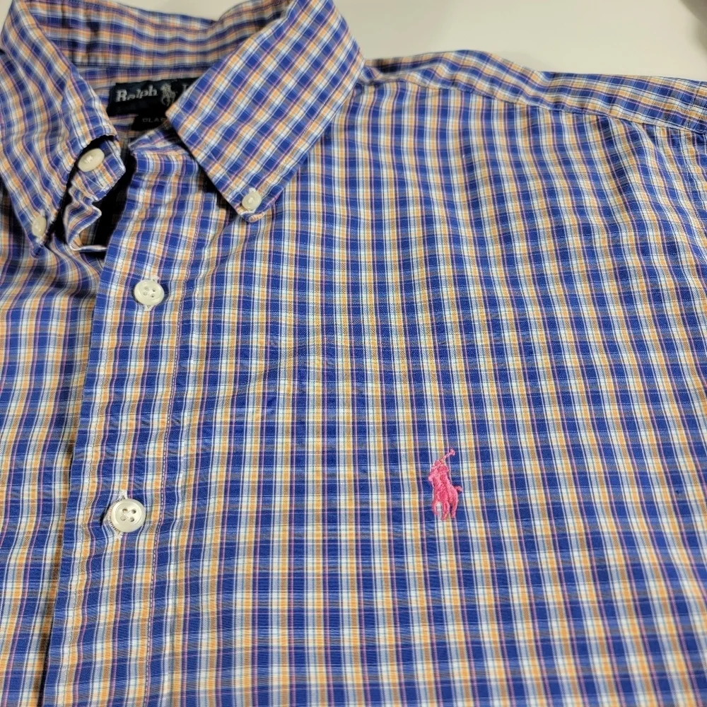 Ralph Lauren Classic Fit Oxford Shirt Large Plaid Long Sleeve